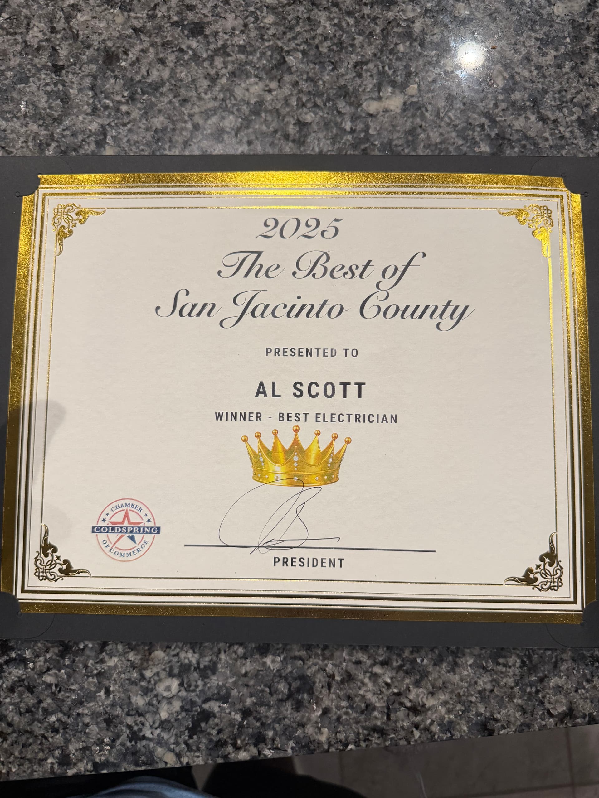 Al Scott Named Best Electrician in San Jacinto County 2025 image